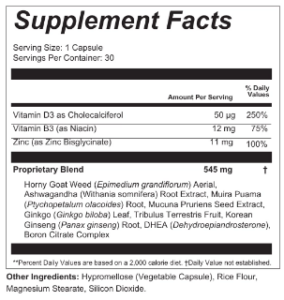 Erexafil Supplement Facts