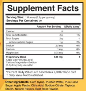 BurnTide Supplement Facts